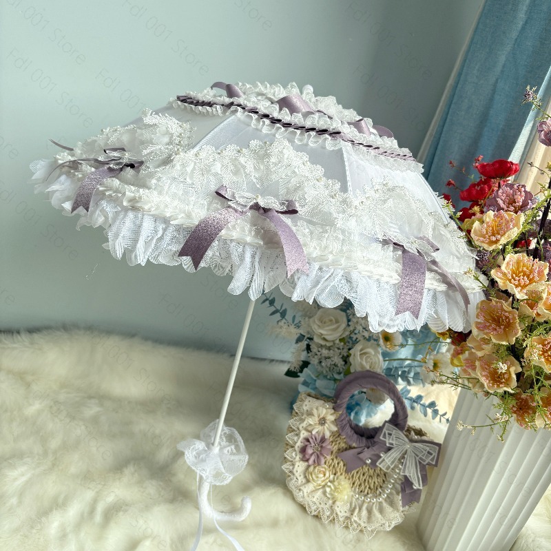 Photography Umbrella - Sombrilla de Encaje Morado y Blanco